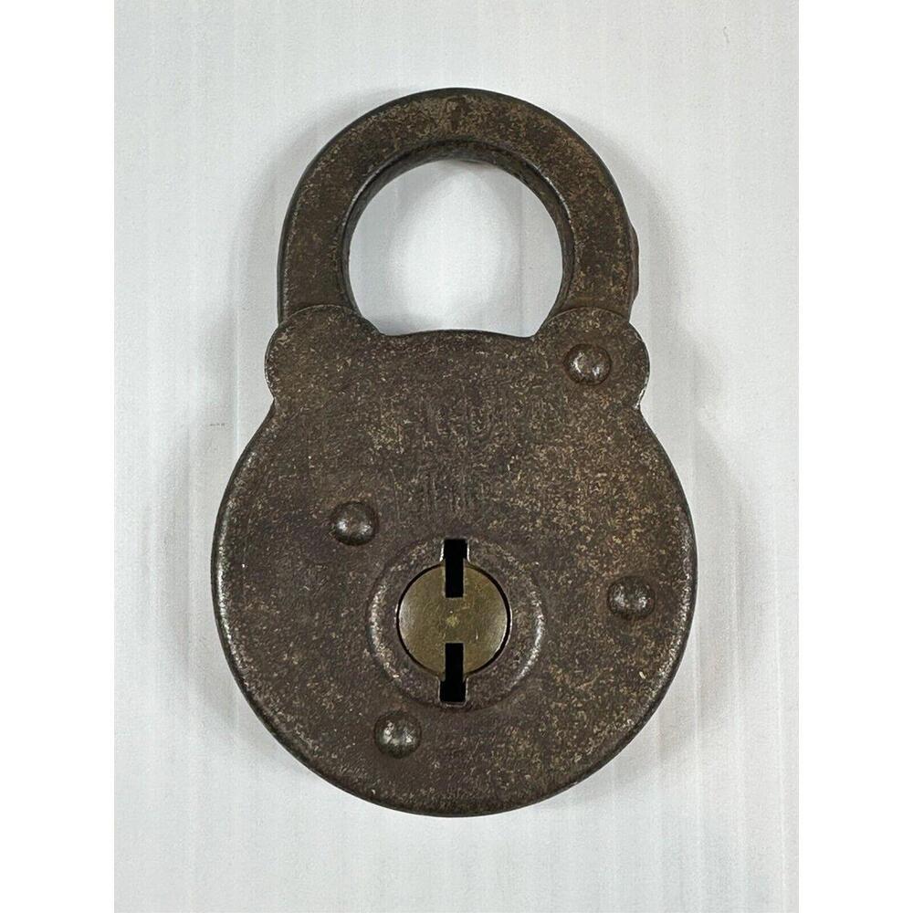 RARE Vintage Antique Secure Lever Brass Lock Padlock No Key Level 8 USA
